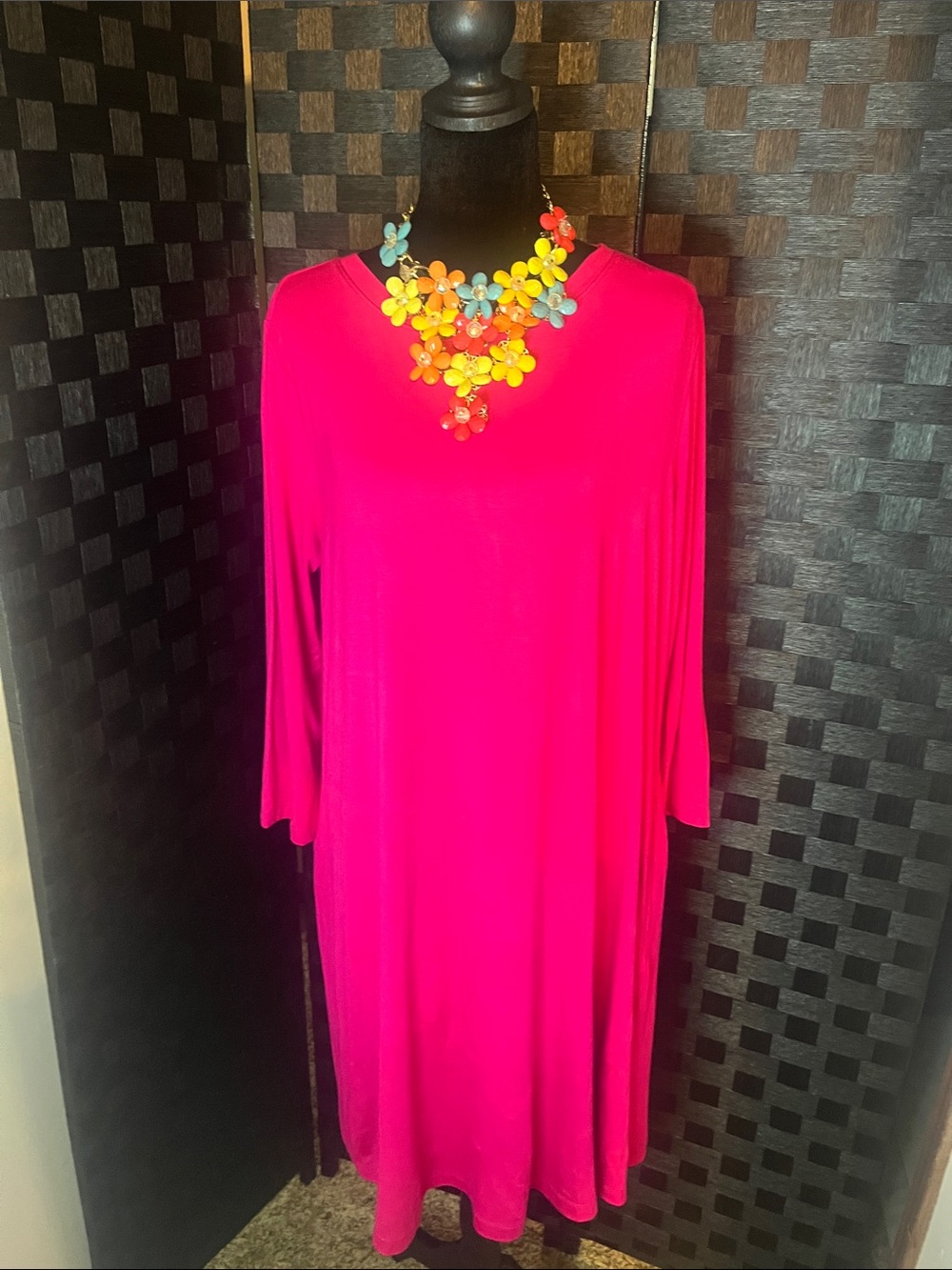 Bright Pink Women's Shift Dress - Elegant Everyday Style